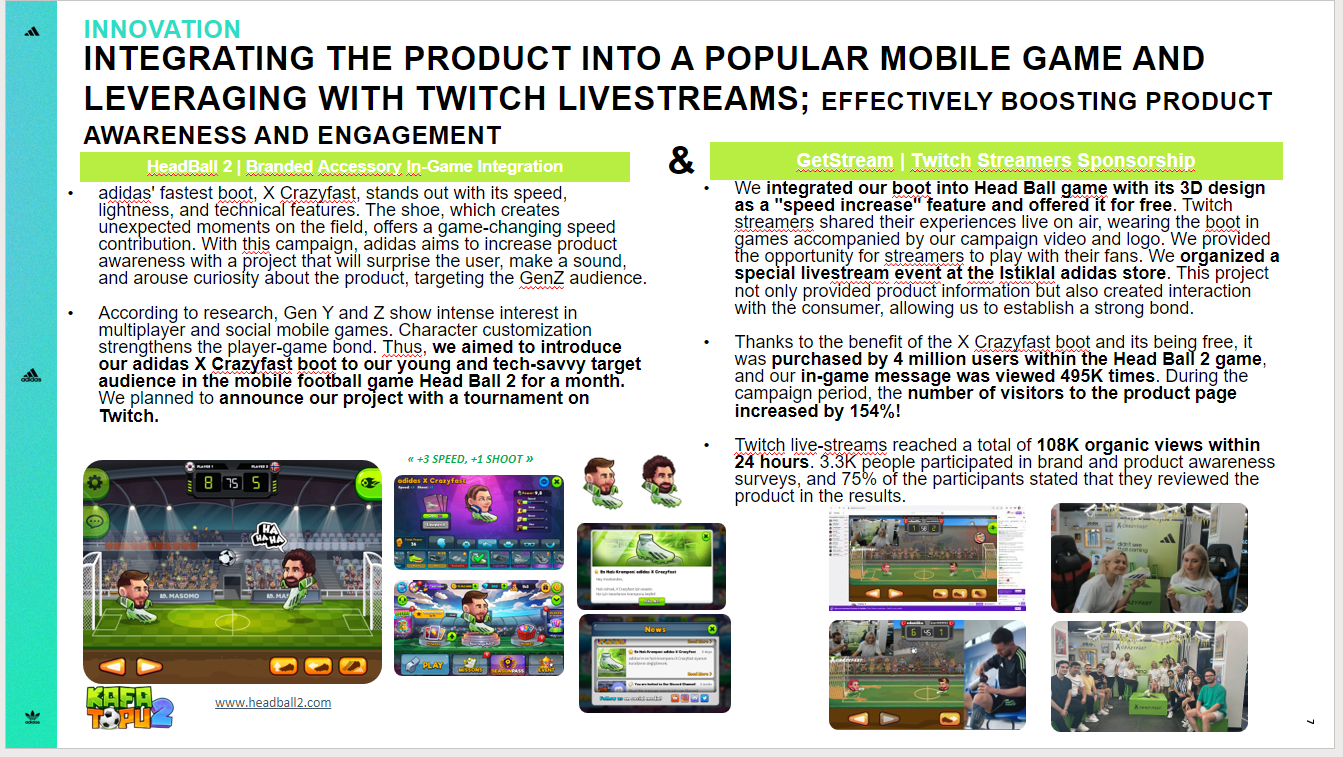 adidas X Crazyfast Oyun İçi Entegrasyon ve Twitch Canlı Yayın Projesi