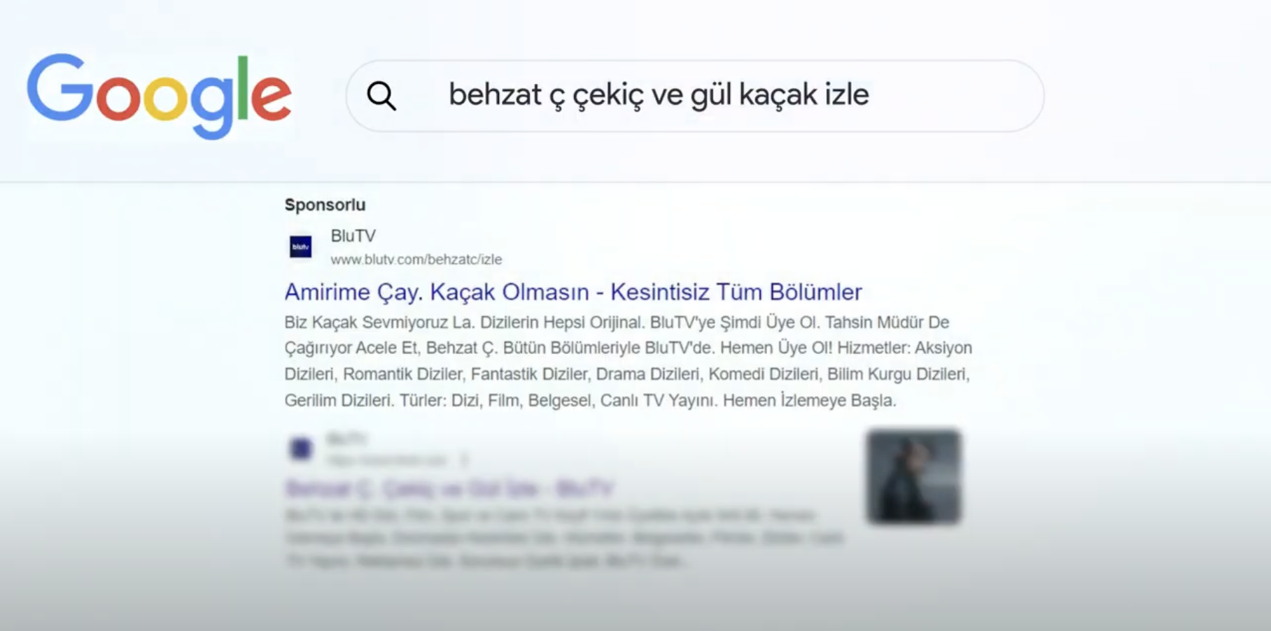 BluTV Korsan Aramalar Search Kampanyası